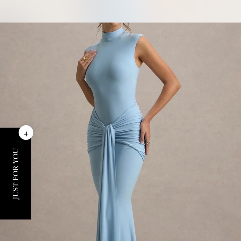 Club L London Graziana blue mock neck maxi